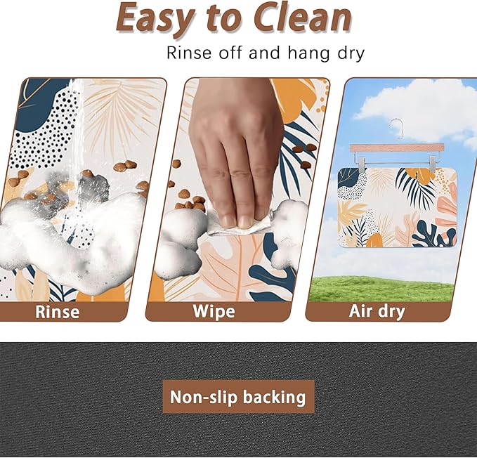 Boho Tropical Leaves Dog Food Mat - Image 4