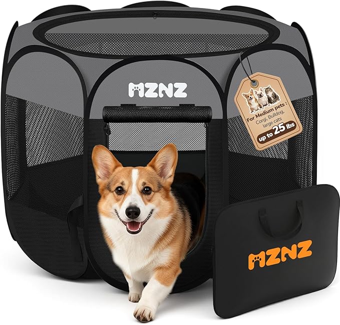 Dog Playpen, Portable Puppy Pet Crate Indoors by MZNZ