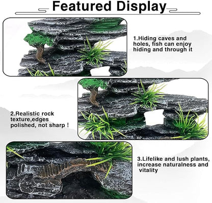 Aquarium Mountain View Stone Ornament Tree Rock Cave Aquarium Decorations - Image 3