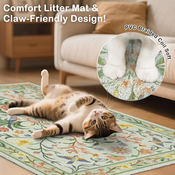 Unicorn Catcher Cat Litter Mat Non-Slip Bottom Litter Box Mat Urine-Proof Soft - Image 4