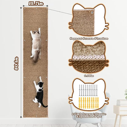 80"x15.7" Cat Wall Scratching Mat, Extra Large Cat Climbing Carpet - Image 3