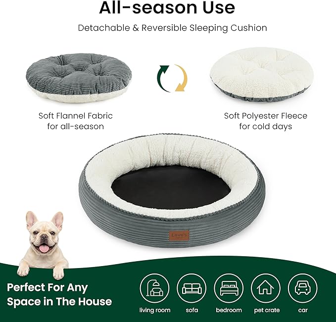 Love's cabin Round Donut Cat and Dog Cushion Bed, 30in Pet Bed - Image 3