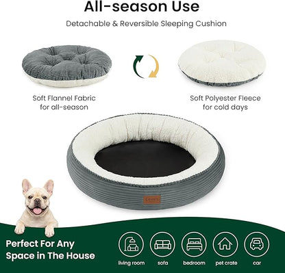 Love's cabin Round Donut Cat and Dog Cushion Bed, 30in Pet Bed - Image 3