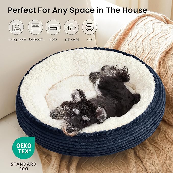 Love's cabin Round Donut Cat and Dog Cushion Bed, 24in Pet Bed - Image 6