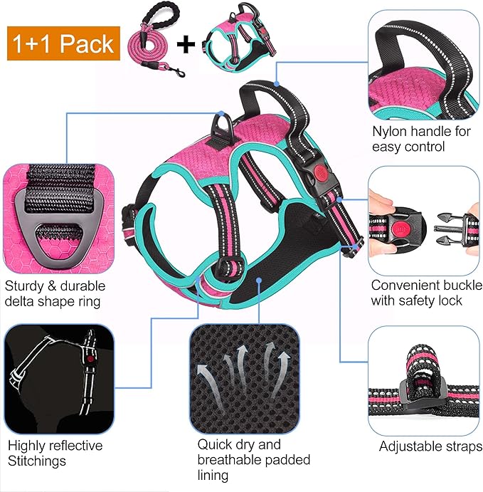 tobeDRI No Pull Dog Harness Adjustable Reflective Oxford Easy Control Medium - Image 3