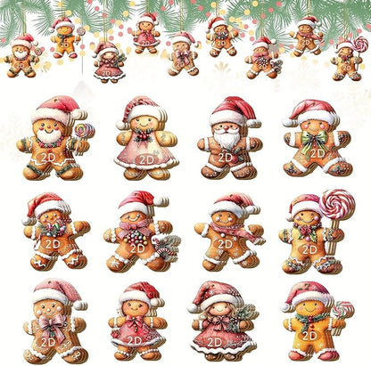 24 Pcs Christmas Gingerbread Man Hanging Ornaments Wooden 2D Indoor Outdoor - Image 5
