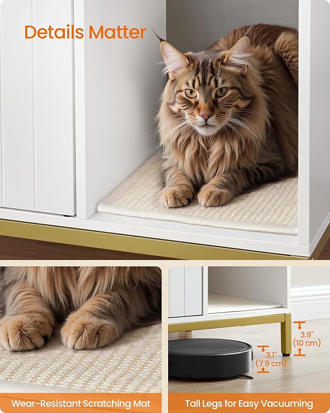 Feandrea Cat Litter Box Enclosure, Hidden Litter Box Furniture - Image 3