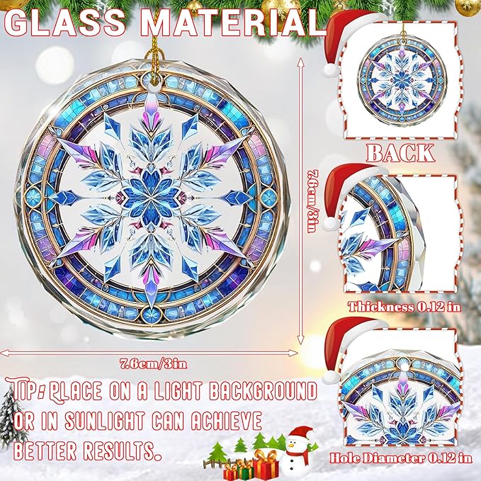 Stained Glass Snowflake Ornament, Snowflake Christmas Tree Ornaments, Gift - Image 2