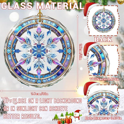 Stained Glass Snowflake Ornament, Snowflake Christmas Tree Ornaments, Gift - Image 2