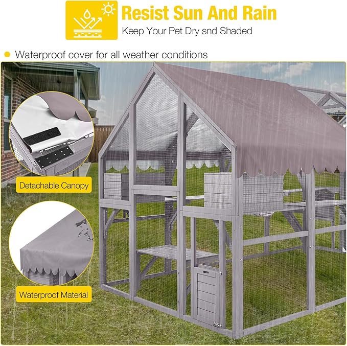 Aivituvin Catio for Multiple Cats, Large 56.54ft² Outdoor Enclosure, - Image 7