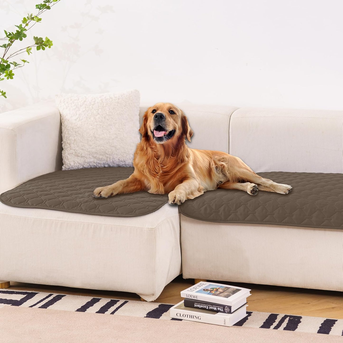 gogobunny 100% Double Sided Waterproof Dog Blanket Soft Pet Bed Cover Reversible Protect Furniture Couch Sofa Car for Puppy Cat Kids (Dark Walnut/Light Walnut, 32x53 Inch (Pack of 1))
