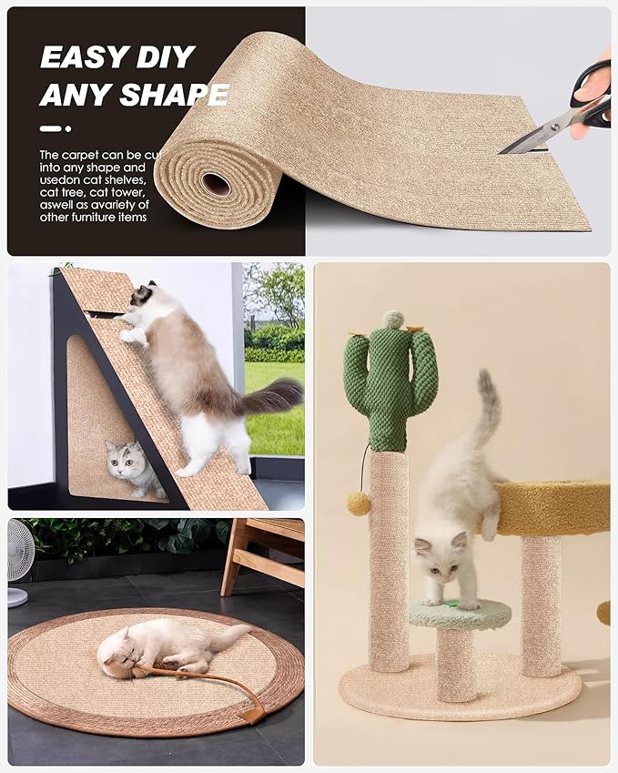 Cat Scratch Furniture Protector, Trimmable Self-Adhesive Carpet, DIY Climb Cat - Image 2