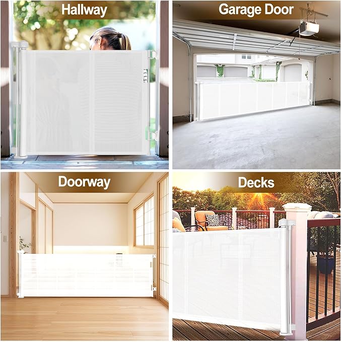 Miumoon 150 inch Retractable Baby Gates 34 inch Tall, Retractable Gate - Image 7