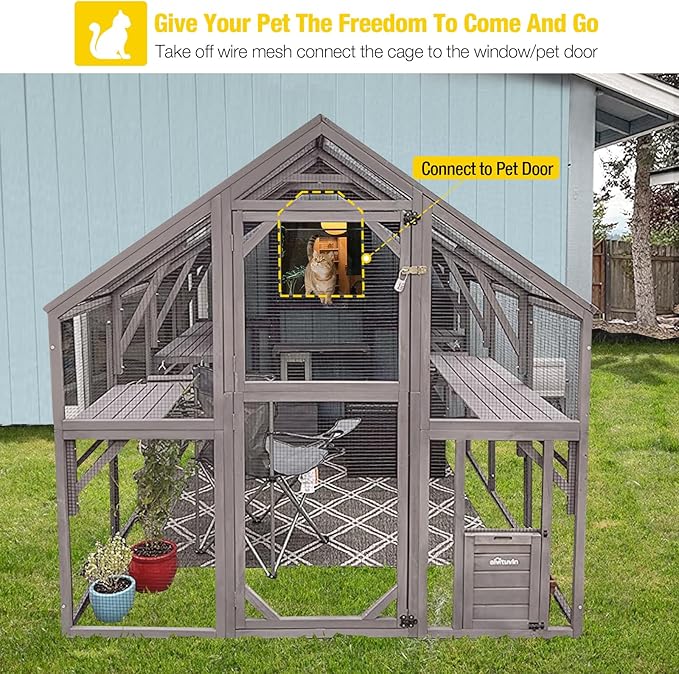 Aivituvin Catio for Multiple Cats, Large 56.54ft² Outdoor Enclosure, - Image 6