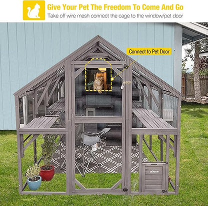 Aivituvin Catio for Multiple Cats, Large 56.54ft² Outdoor Enclosure, - Image 6