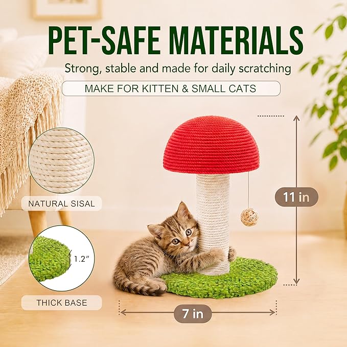Mushroom Cat Scratching Post 11" - Image 7