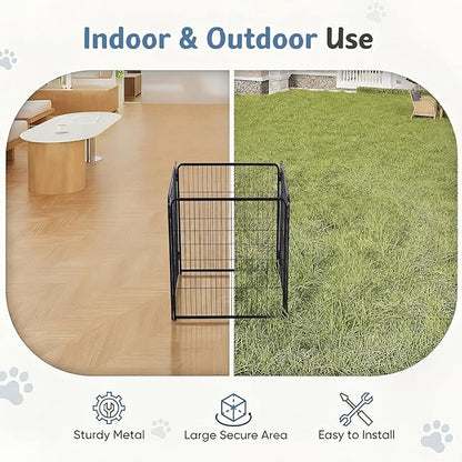 DUMOS Dog Playpen Indoor, Metal 24 Inch 4 Panels Foldable Pet Fence - Image 4