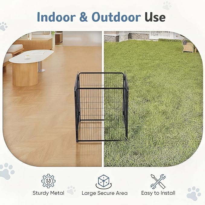 DUMOS Dog Playpen Indoor, Metal 40 Inch 4 Panels Foldable Pet Fence - Image 4