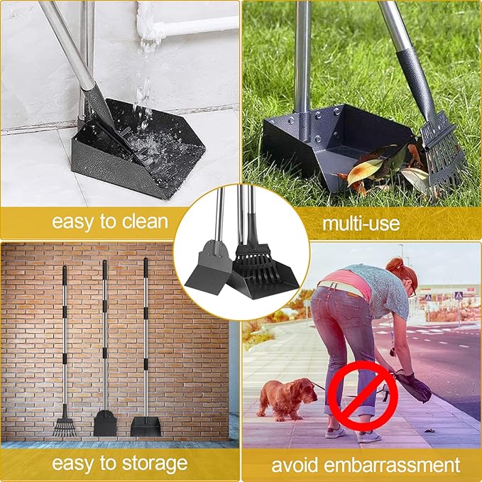 Niubya Pooper Scooper for Dogs, Metal Poop Scooper Tray and Rake Set - Image 5