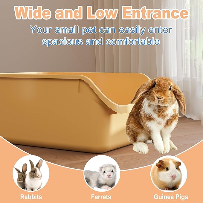 Rabbit Litter Box with Low Entry, High Back Splash Guard - Image 2