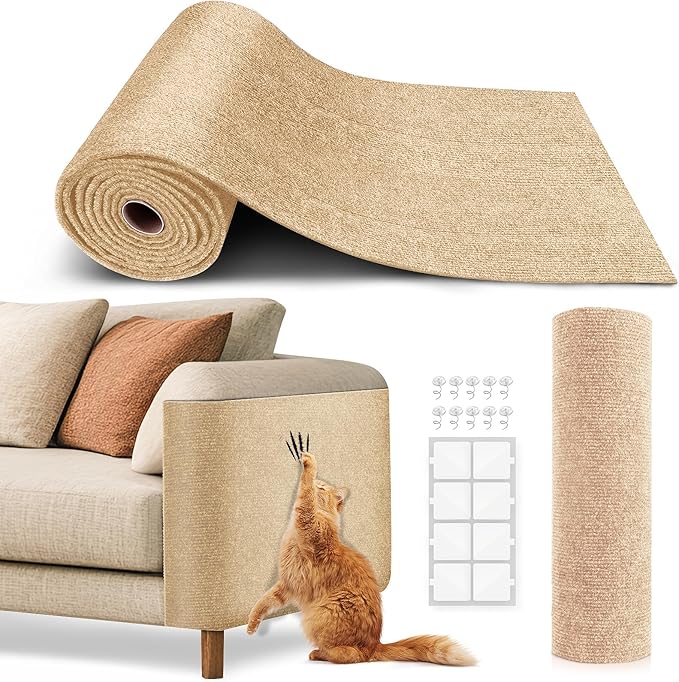 Cat Scratch Furniture Protector, Trimmable Self-Adhesive Carpet, DIY Climb Cat by VIVOYAN