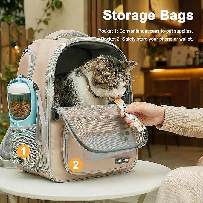 Cat Backpack Carrier Expandable, Breathable Mesh & Lockable Zippers & Shaded - Image 4