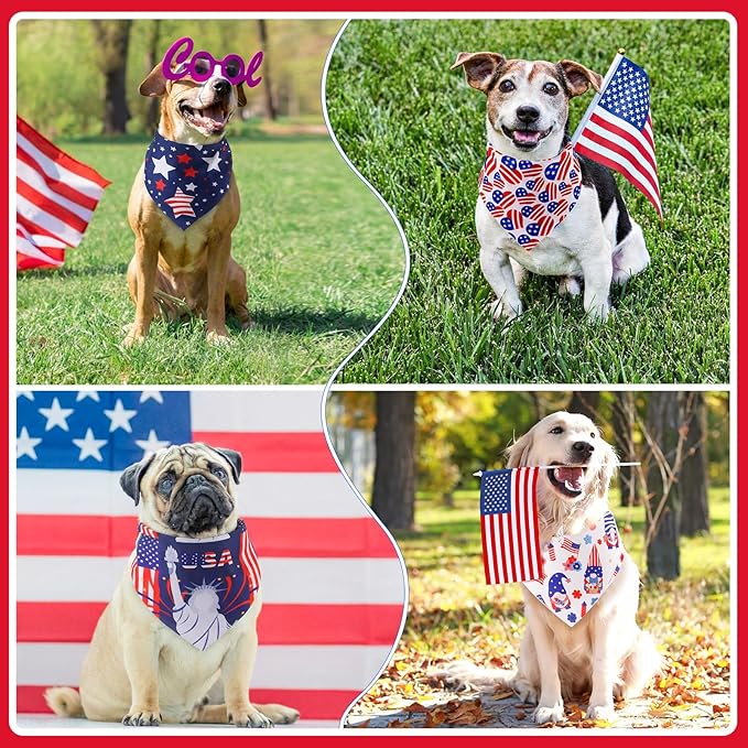 Huhumy 100 Pcs 4th of July Dog Bandanas Bulk 3 Sizes Dog Washable Bandana - Image 5