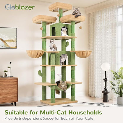 Globlazer Big Cactus Cat Tower for Indoor Cats, 80inch Cat Tower for Multiple - Image 7