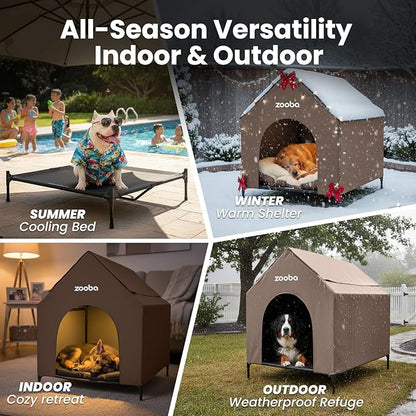 Zooba 29" 2-in-1 Dog House for Medium Dogs, Elevted Dog House Outdoor/Indoor - Image 7