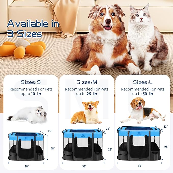 Dog Playpen, Pet Playpen, Foldable Puppy Cat Playpen, Portable Exercise Kennel - Image 3