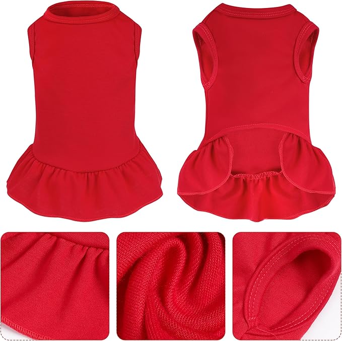 2 Pcs Dog Dress Cute Cat Skirt Solid Color Summer Clothes - Image 3