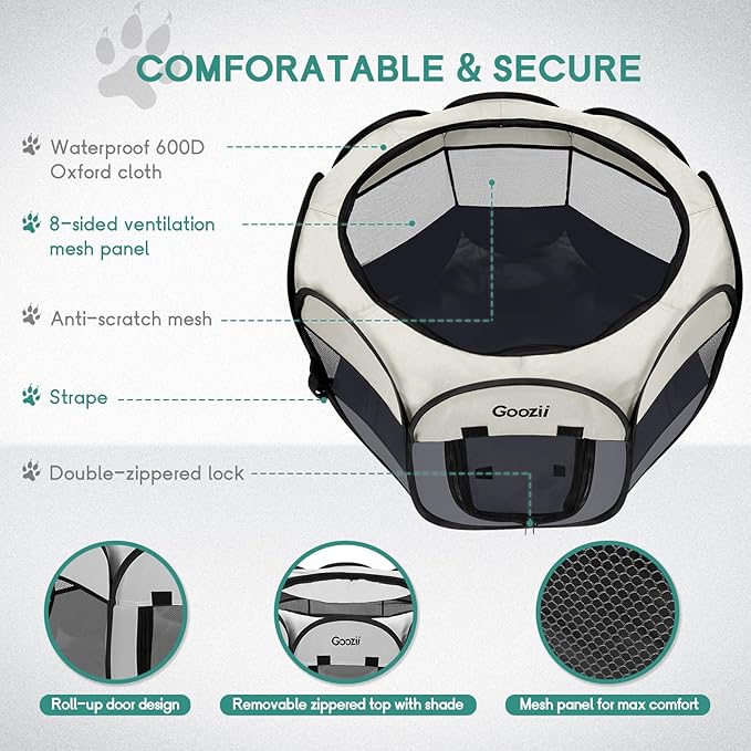 Goozii Pet Cat Playpen for Indoor Cats Enclosed, Puppy Dog Play Pen for Outdoor - Image 4