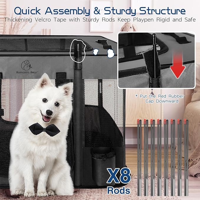 40x32x24 Inches Dog Playpen, Pet Playpen, Foldable Puppy Cat Playpen, Portable - Image 4