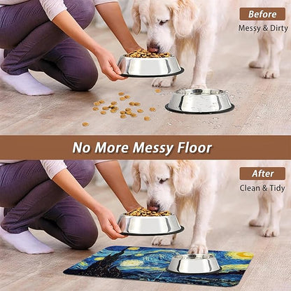 Starry Night Dog Cat Food Mat, Absorbent Pet Feeding Mat - Image 4