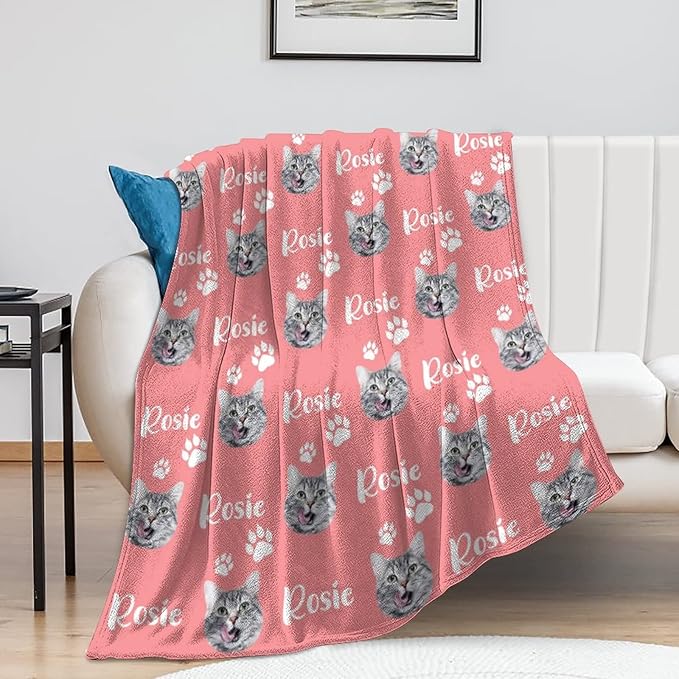 Personalized Cat Face & Name Blanket - Image 6