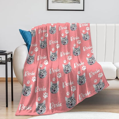 Personalized Cat Face & Name Blanket - Image 6