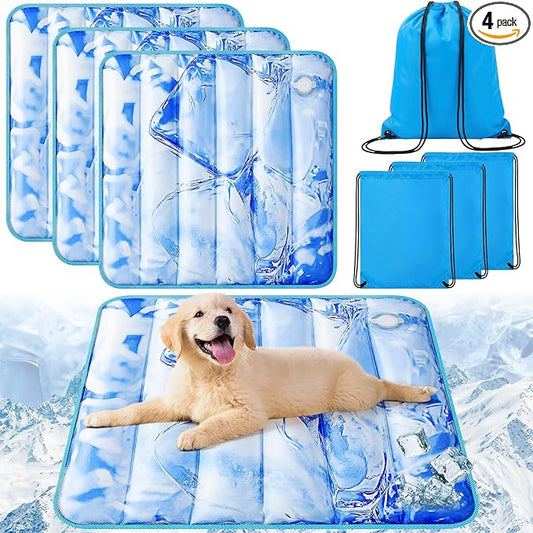 Chunful 4 Pack Dog Cooling Mat Water Injection Pet Cooling Mat by Chunful