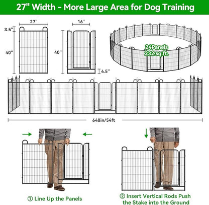 Dog Playpen Outdoor 24 Piece Panels Heavy Duty Dog Fence 40" Height Anti-Rust - Image 5