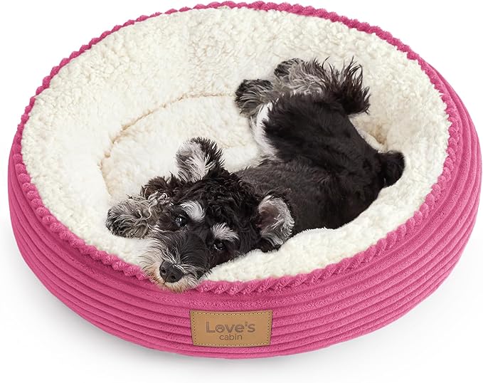 Love's cabin Round Donut Cat and Dog Cushion Bed, 24in Pet Bed by Lovescabin