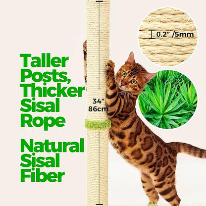 TINYBEAST 34" Tall Cat Scratching Post, Cat Scratcher Featuring Natural Sisal - Image 2