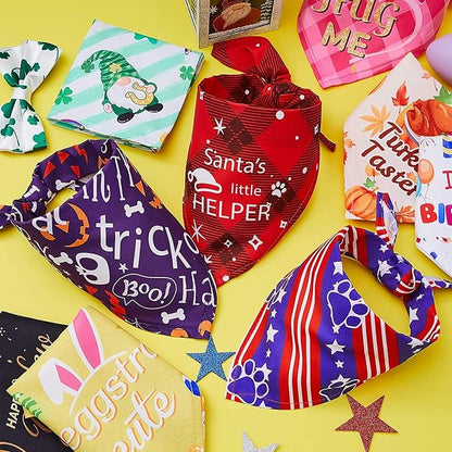 Weewooday 9 Pcs Holiday Dog Bandanas 4th of July Bandanas Patriotic Red White - Image 4