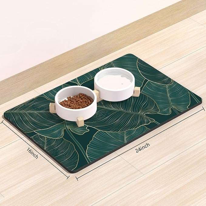 Rnivvi Dog Food Mat, Cute Anti-Slip Rubber Pet Feeding Rug Protect Floors - Image 2