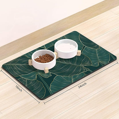 Rnivvi Dog Food Mat, Cute Anti-Slip Rubber Pet Feeding Rug Protect Floors - Image 2