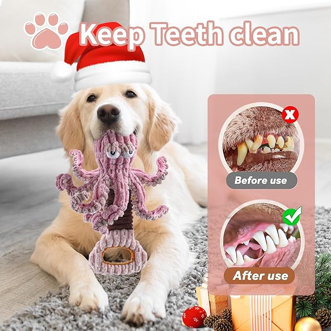 YZHDUXIU Squeaky Dog Toys, Octopus Dog Toy Interactive Tug of War Puppy Toy to - Image 4