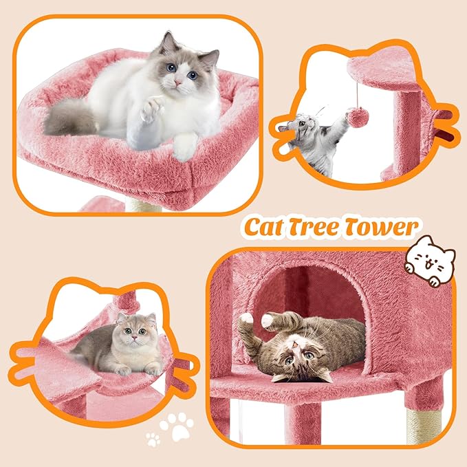 Sweetcrispy 44 Inch Cats Tree Tower, Cat Climbing Tower - Image 4