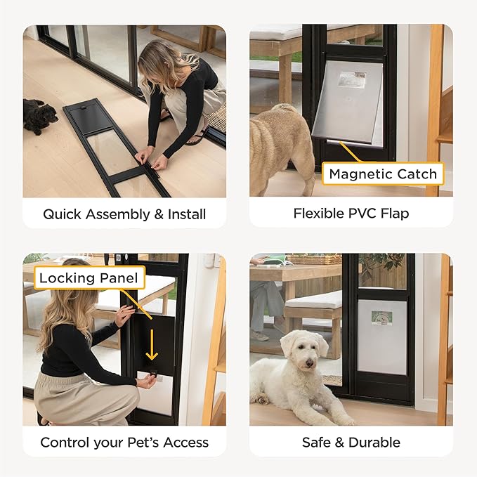 Hakuna Pets Black Glass Patio Pet Door - Image 7