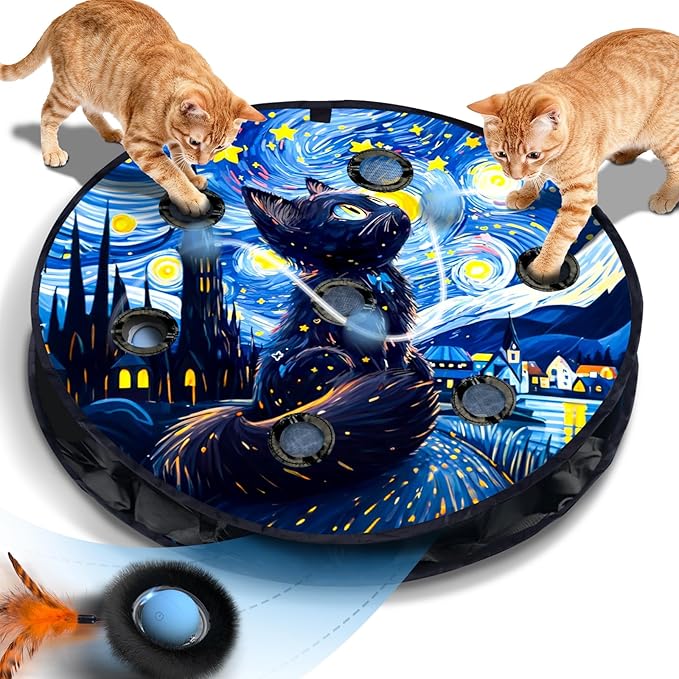 Interactive Cat Toy with Motion Activated Ball & 7-Hole Play Mat, Hide and Seek by Unknown
