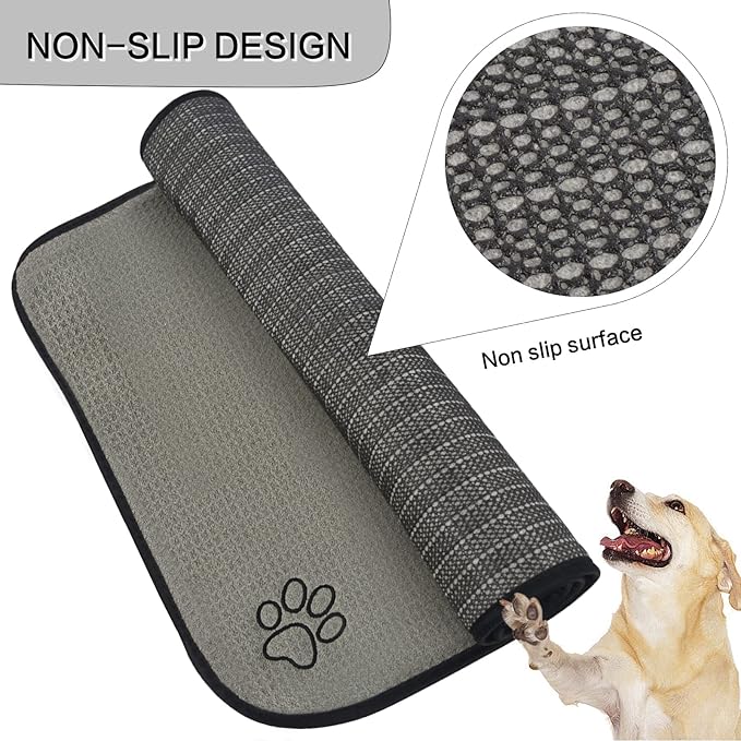 SINLAND Microfiber Extra-Large Pet Food Mat Dish Drying Mat Dog Feeding Mats - Image 3