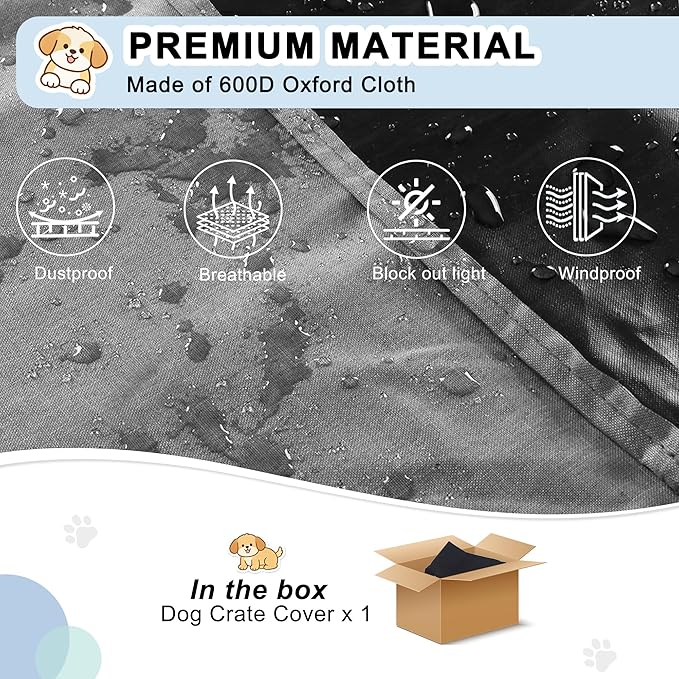 HiCaptain Breathable Dog Crate Cover 42 Inch, Durable Heavy Duty Kennel Cover - Image 3
