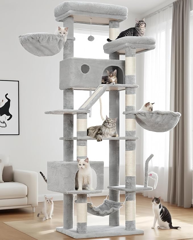 Gitelsnour Cat Tree for Large Cats, 78.7" Tall Cat Tower for Indoor Cats by Gitelnour